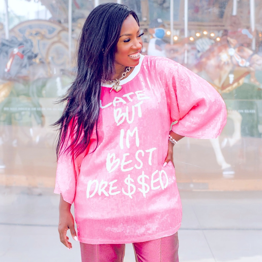 Neon Pink Sequin Top